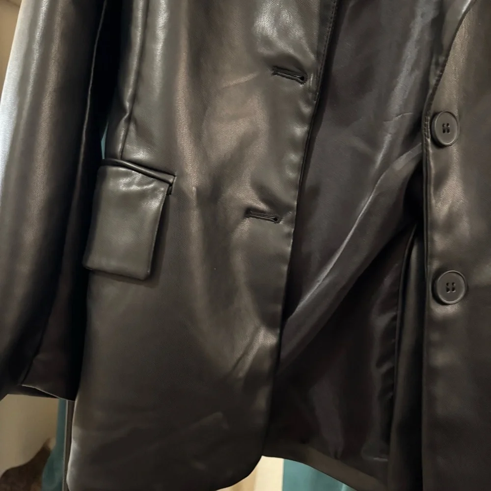 SHEIN Black Faux Leather Jacket Timeless Style - Picture 5 of 6